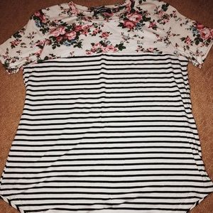 half and half patterned shirt